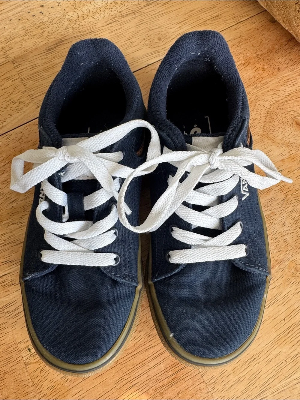 Vans Kids Navy Canvas Sneakers with White Laces Sz 12